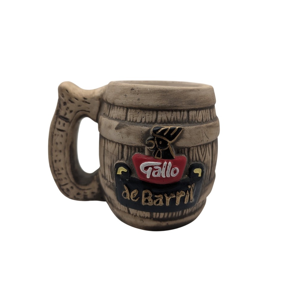 Terracotta Barrel Mug Gallode Barril Rooster Design Rustic Drinkware